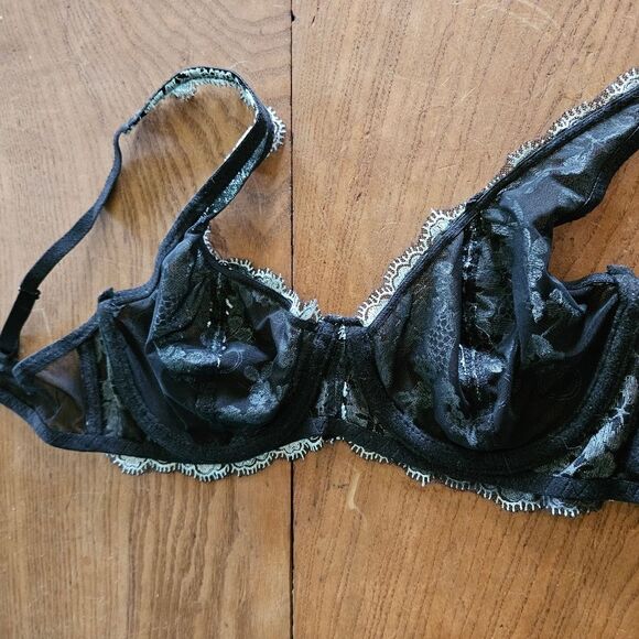 🖤 Sexy Black & Blue Lace Bra 34C NWOT – Unlined Underwire Lingerie - Picture 3 of 4
